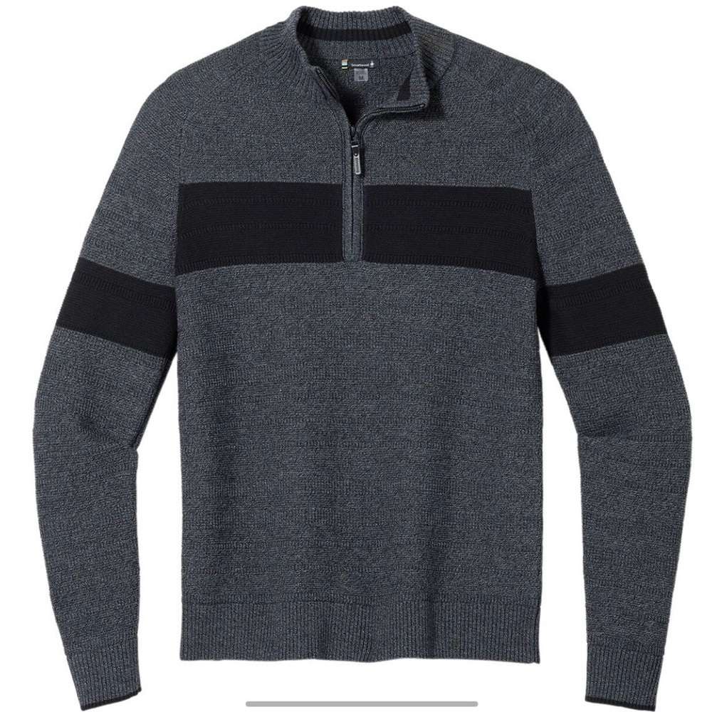 Mens Smartwool Ripple Ridge Stripe Half Zip Sweater Size Large Like NEW